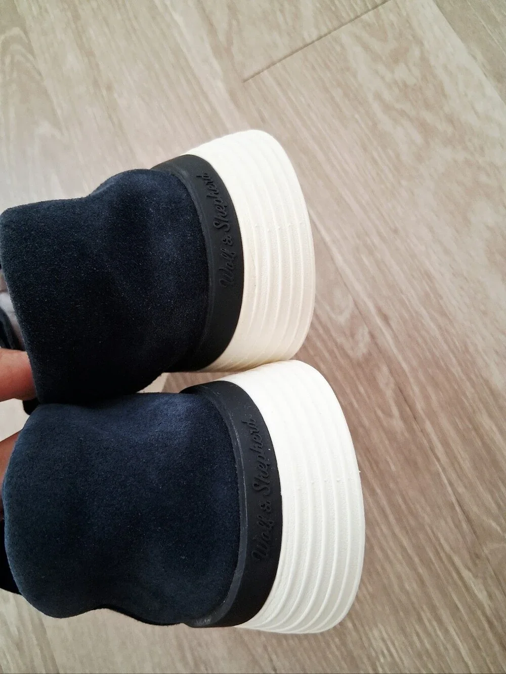 Wolf & Shepherd Crossover Loafer In Navy Suede